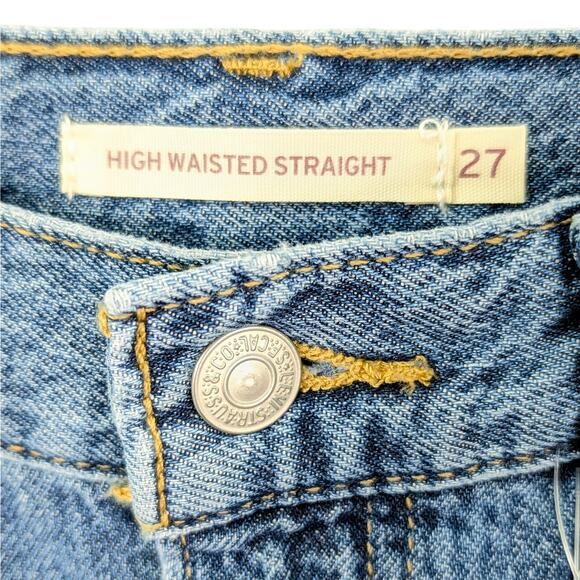 NWT Levi's High Waist Straight Leg Wide Leg Denim Jeans Baggy Y2K Medium Blue 27 - Picture 4 of 9